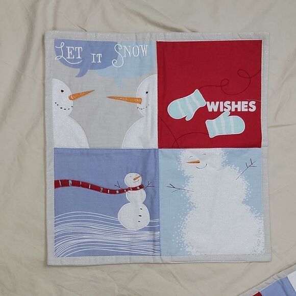 SET OF 2 ST. NICHOLAS SQUARE WINTER SNOWMAN PLACEMATS, NEW! - Picture 3 of 5